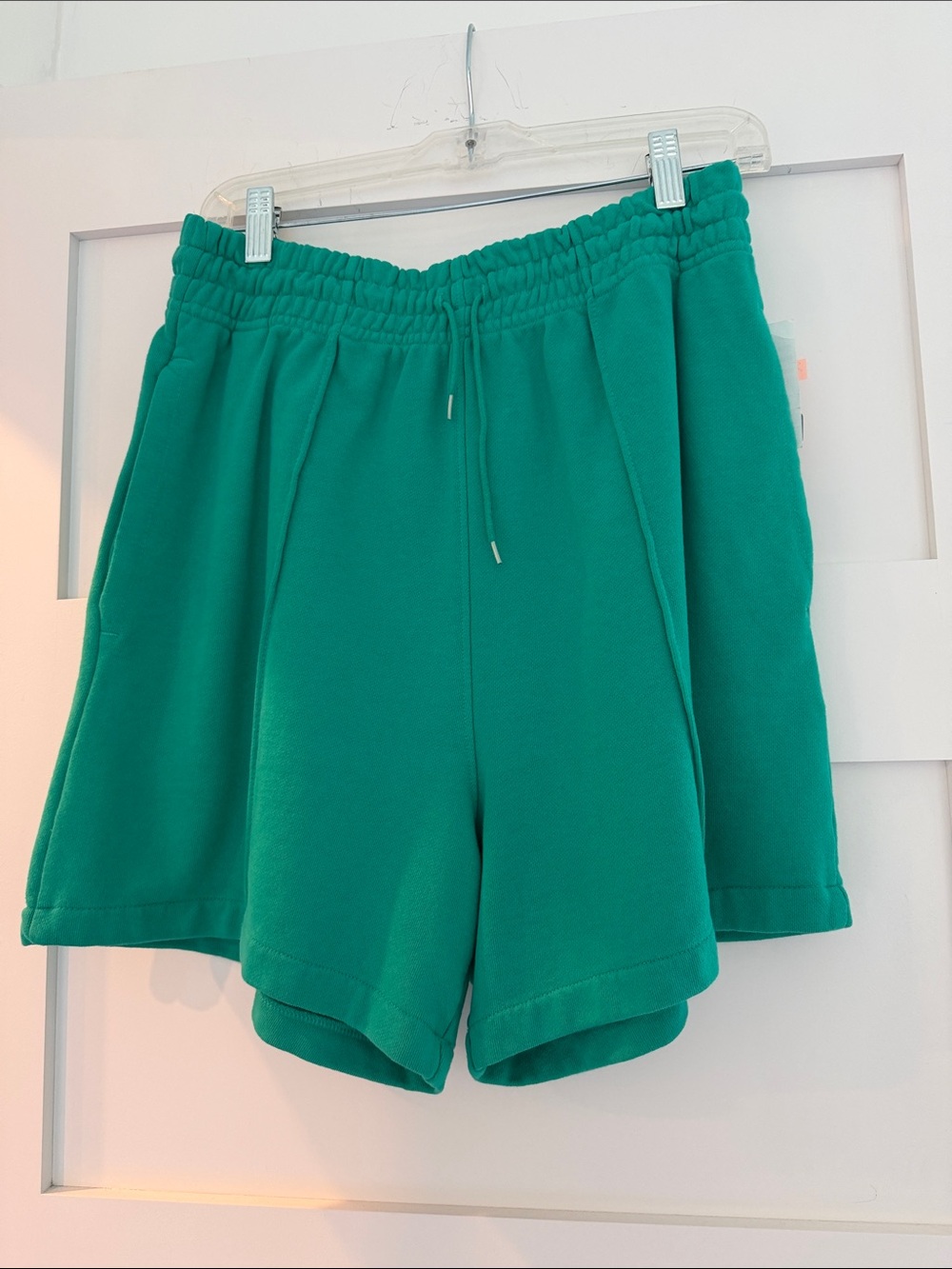 Agolde Emerald Green Elastic Drawstring Athletic Shorts